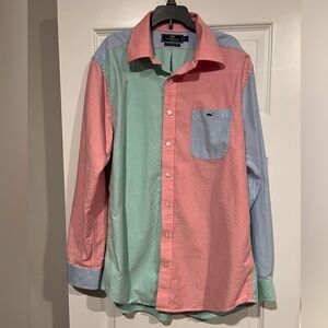 Vineyard Vines Slim Fit Tucker Color Block Shirt Size Large